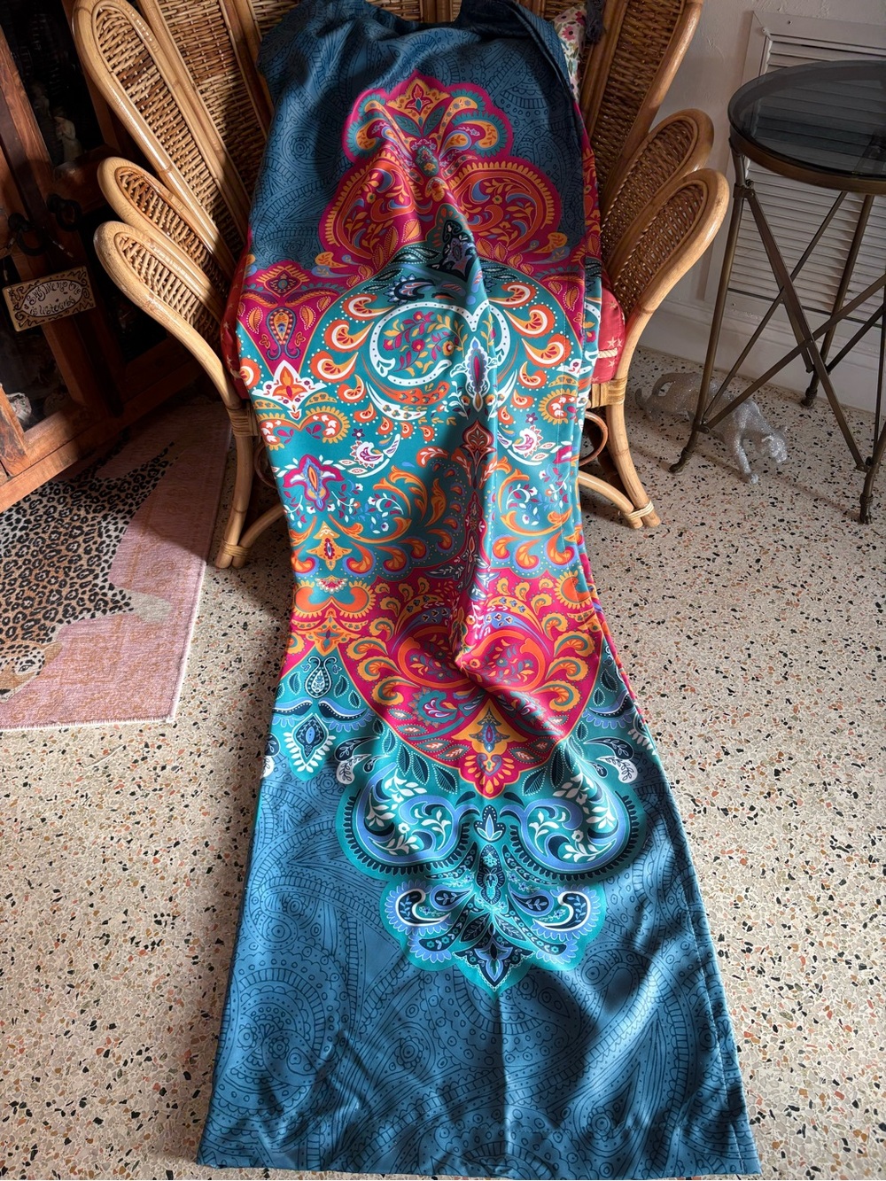 BOHEMIAN Turquoise Colorful Print Room Darkening 4 pieces Curtain Drapes. Great - Picture 5 of 10